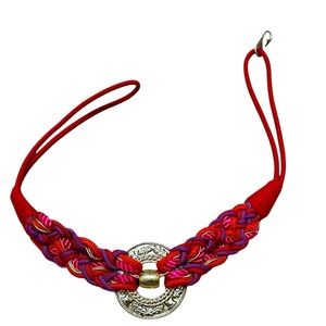 Retro Vintage Elastic Braided Colorful Metal Belt - Pink Red Purple Small